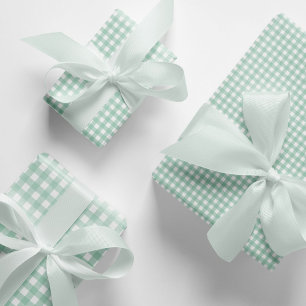 Hoja De Papel De Regalo Patrón de comprobación de Gingham verde de la Mint