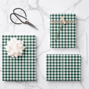 Hoja De Papel De Regalo Patrón de comprobación de Gingham verde de los bos