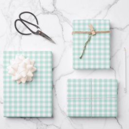 Hoja De Papel De Regalo Patrón de comprobación de Gingham verde de Mint