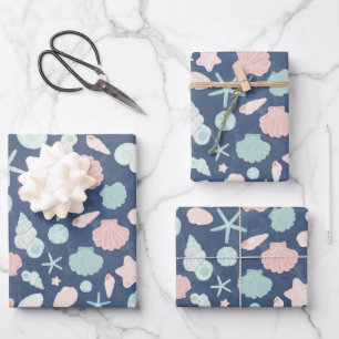 Hoja De Papel De Regalo patrón de conchas marinas