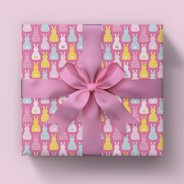 Hoja De Papel De Regalo Patrón de conejo Bunny rosa (Pink Bunny Rabbit Wrapping Paper Sheets. Matching items available. )
