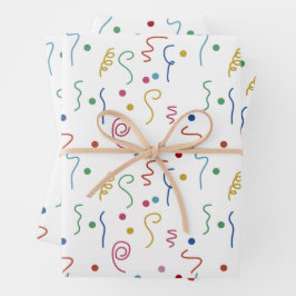 Hoja De Papel De Regalo Patrón de confeti de fiesta de colores