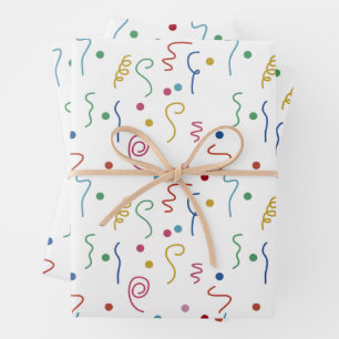 Hoja De Papel De Regalo Patrón de confeti de fiesta de colores