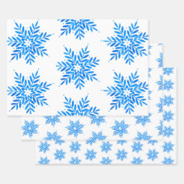 Hoja De Papel De Regalo Patrón de copo de nieve azul acuarela