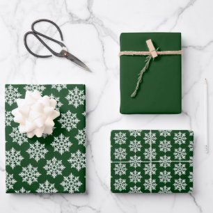 Hoja De Papel De Regalo Patrón de copo de nieve blanco escandinavo sobre v