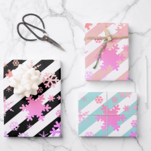 Hoja De Papel De Regalo Patrón de copo de nieve de Navidades holográficos 