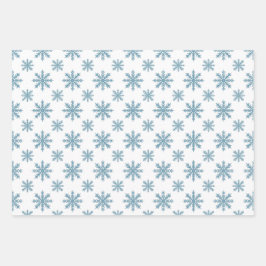 Hoja De Papel De Regalo Patrón de copo de nieve retro bastante azul acuare