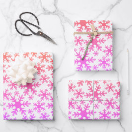 Hoja De Papel De Regalo Patrón de copo de nieve rosa púrpura Navidad Fiest