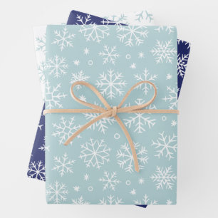 Hoja De Papel De Regalo Patrón de copos de nieve azules