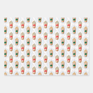 Hoja De Papel De Regalo Patrón de copos de nieve de latte Ogee