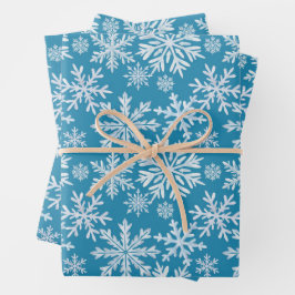 Hoja De Papel De Regalo Patrón de copos de nieve en acuarela