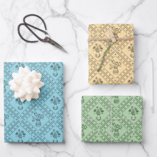 Hoja De Papel De Regalo Patrón de Coquette floral de primavera suave y col