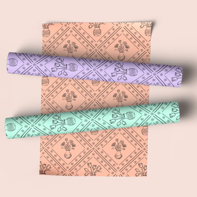 Hoja De Papel De Regalo Patrón de Coquette Floral Sweet Pastel (Subido por el creador)