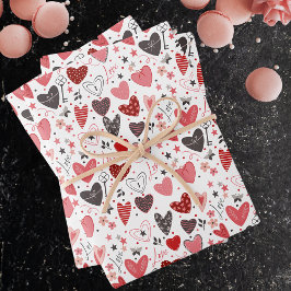 Hoja De Papel De Regalo Patrón de corazón de amor