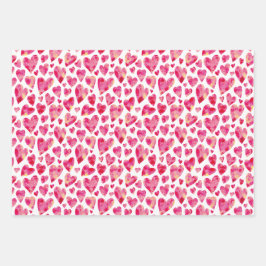 Hoja De Papel De Regalo Patrón de corazón de amor rosado