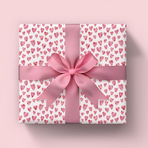 Hoja De Papel De Regalo Patrón de corazón de San Valentín rosa