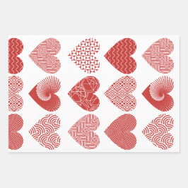 Hoja De Papel De Regalo Patrón de corazón rojo de amor dulce y lindo de Sa
