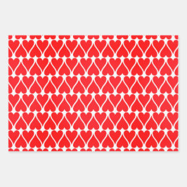 Hoja De Papel De Regalo Patrón de corazón rojo el día de San Valentín