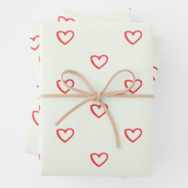 Hoja De Papel De Regalo Patrón de corazón rojo, lindo, amor