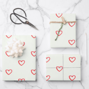Hoja De Papel De Regalo Patrón de corazón rojo, lindo, amor
