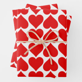 Hoja De Papel De Regalo Patrón de corazón rojo, romántico, amor