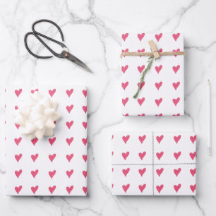Hoja De Papel De Regalo Patrón de corazón rosa moderno dibujado a mano