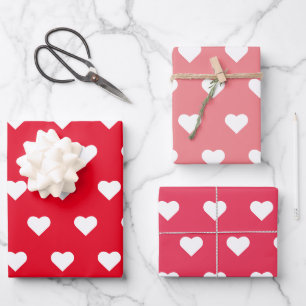 Hoja De Papel De Regalo Patrón de corazón rosado el día de San Valentín