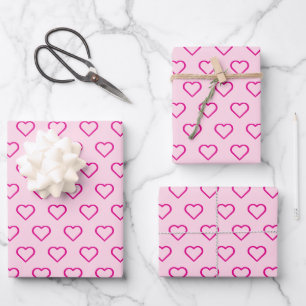 Hoja De Papel De Regalo Patrón de corazón rosado moderno