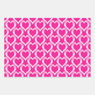 Hoja De Papel De Regalo Patrón de Corazones Blancos Rosados