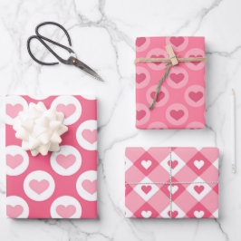 Hoja De Papel De Regalo Patrón de corazones de San Valentín rosa de amor