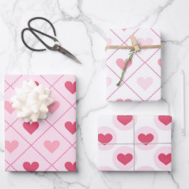Hoja De Papel De Regalo Patrón de corazones de San Valentín rosa de amor