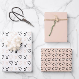 Hoja De Papel De Regalo Patrón de Corazones de San Valentín Xo