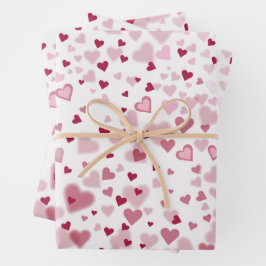 Hoja De Papel De Regalo Patrón de Corazones Encantadores Rosa
