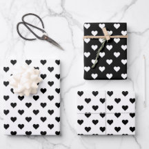 Patrón de Corazones Lindos Negro y Blanco