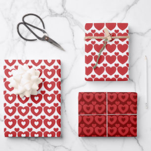 Hoja De Papel De Regalo Patrón de corazones rojos