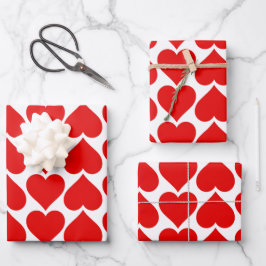 Hoja De Papel De Regalo Patrón de Corazones Rojos, Romántico, Amor