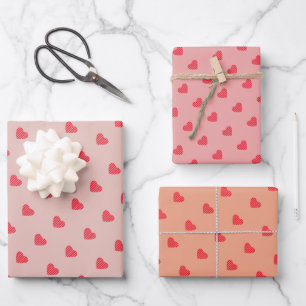Hoja De Papel De Regalo Patrón de Corazones Rojos Urbanos Modernos