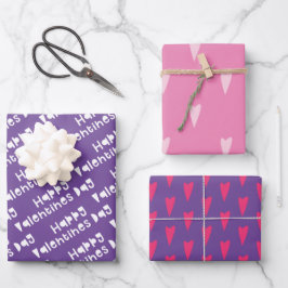Hoja De Papel De Regalo Patrón de Corazones y Palabras del Día de San Vale