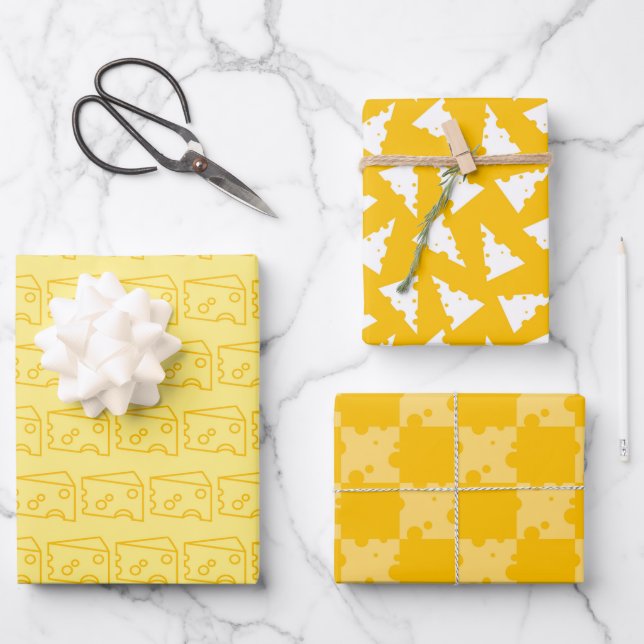 Hoja De Papel De Regalo Patrón de corte de queso amarillo (Anverso)