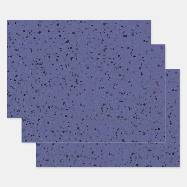 Hoja De Papel De Regalo Patrón de cosecha negro retro-morado Terrazzo (Set)