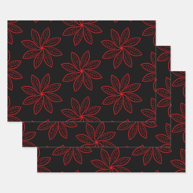 Hoja De Papel De Regalo Patrón de Crimson en negro (Set)