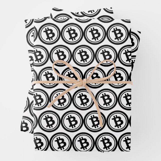 Hoja De Papel De Regalo Patrón de criptodivisa con bitcoin (In situ)