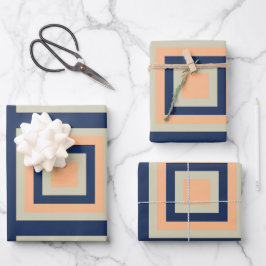 Hoja De Papel De Regalo Patrón de cuadrados geométricos de Naranja gris az