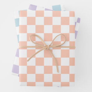 Hoja De Papel De Regalo Patrón de Cuadrados Pastel Retro