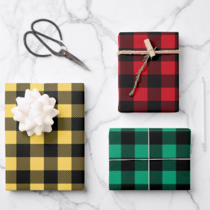 Hoja De Papel De Regalo Patrón de Cuadro Bufalo Rústico