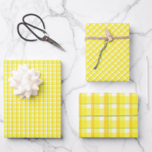 Hoja De Papel De Regalo Patrón de Cuadro Retro Amarillo