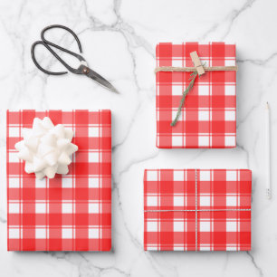 Hoja De Papel De Regalo Patrón de Cuadro Retro Rojo sobre Blanco
