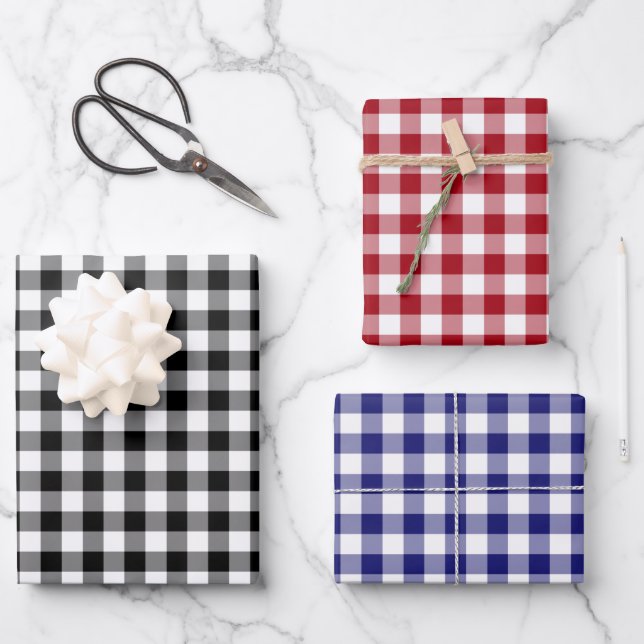 Hoja De Papel De Regalo Patrón de cuadros de Gingham rústico (Anverso)