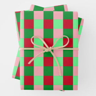 Hoja De Papel De Regalo Patrón de cuadros de Navidad contemporáneo
