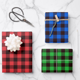 Hoja De Papel De Regalo Patrón de cuadros escoceses de Búfalo Rojo Azul y 